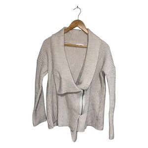 Calvin Klein | Neutral Beige Shawl-Collar Zip Cardigan•